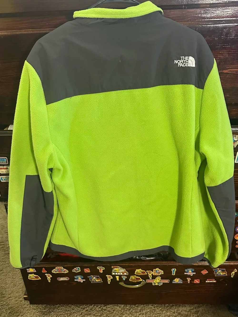The North Face Bright Lime Green and Charcoal Fleece Jacket